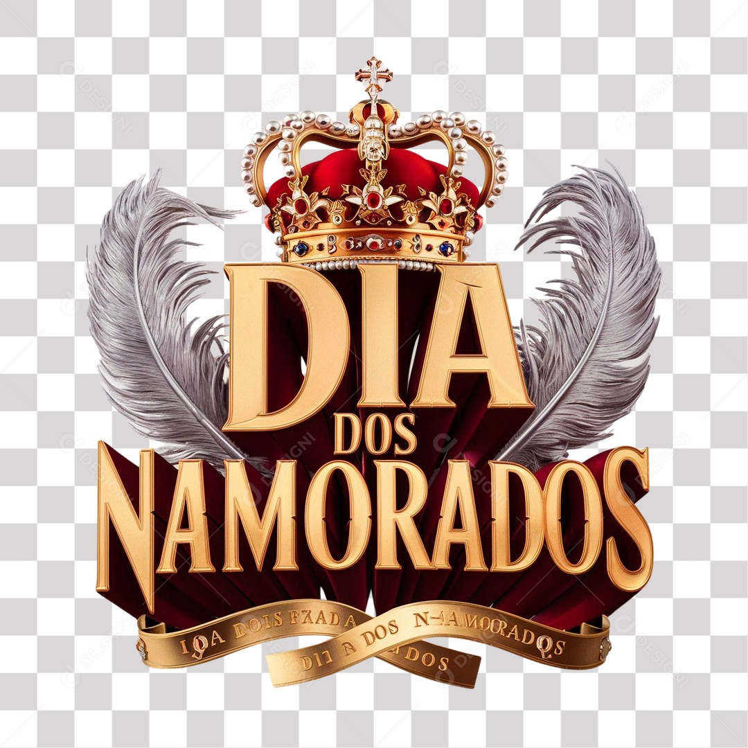 Selo 3D Dia dos Namorados para Composição PNG Transparente