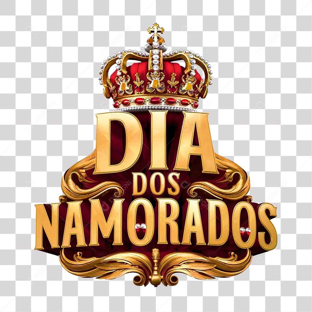 Dia dos Namorados Selo 3D para Composição PNG Transparente