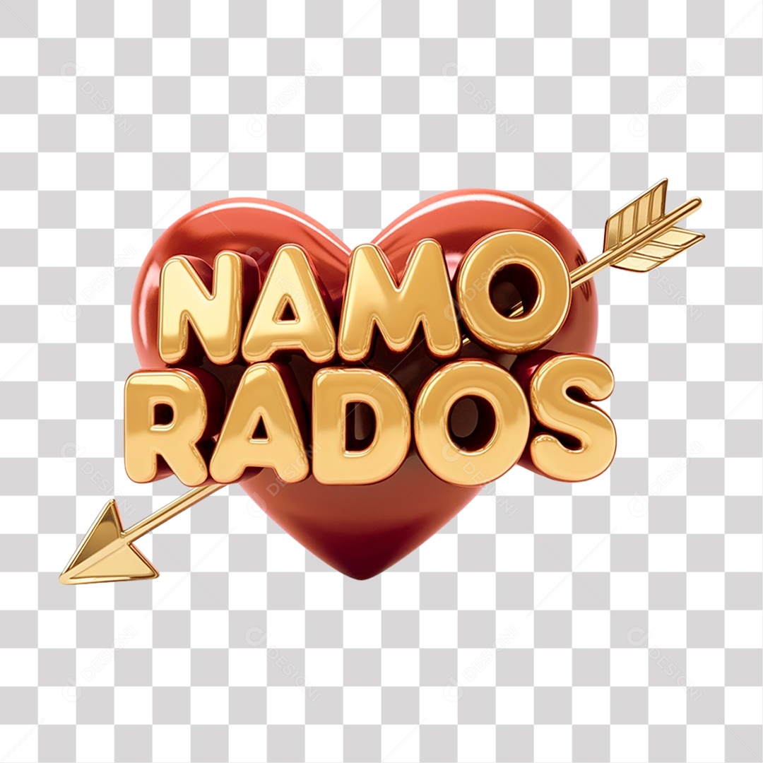 Namorados Selo 3D para Composição PNG Transparente