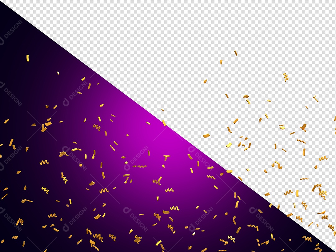Confete Enfeite de Festa Elemento 3D Dourado para Composição PSD