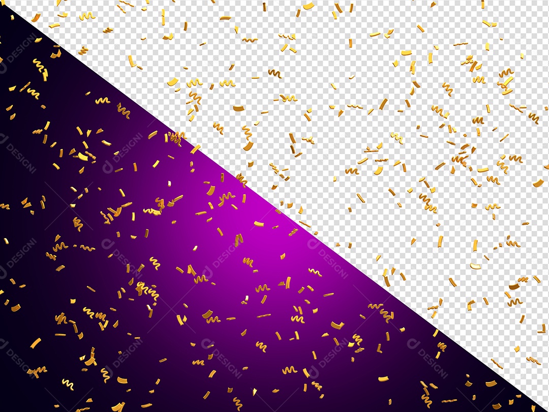 Confete Dourado Elemento 3D para Composição PSD