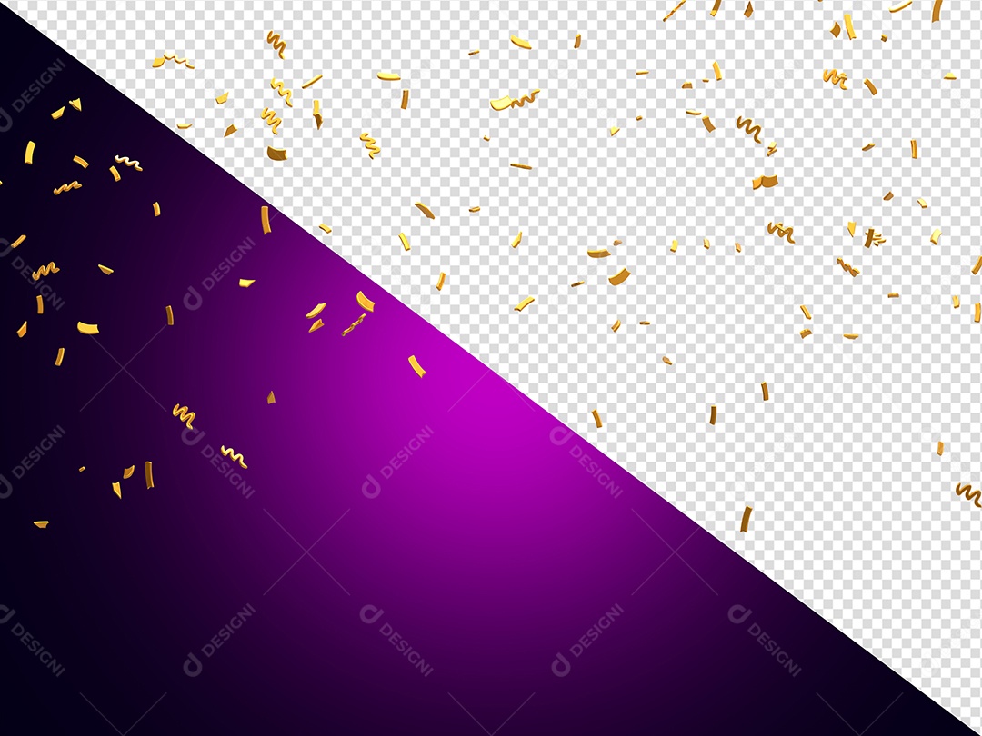 Confete Festa Elemento 3D Dourado para Composição PSD