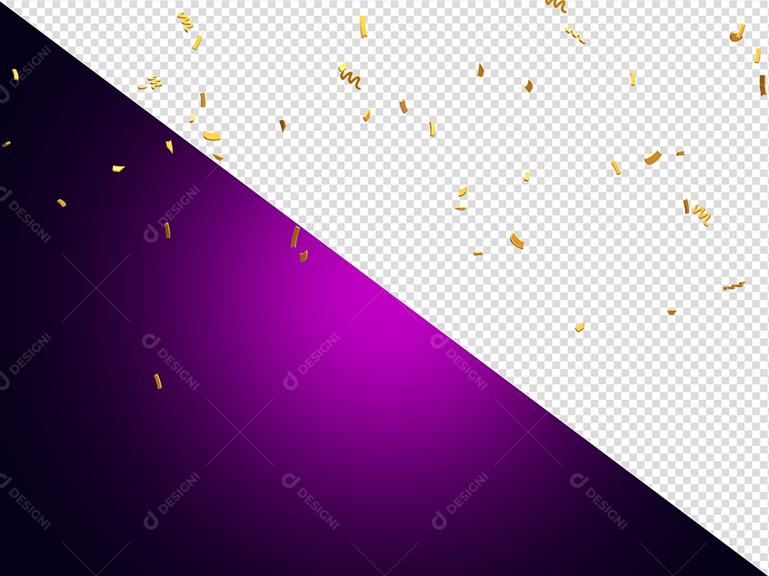 Confete de Festa Elemento 3D Dourado para Composição PSD