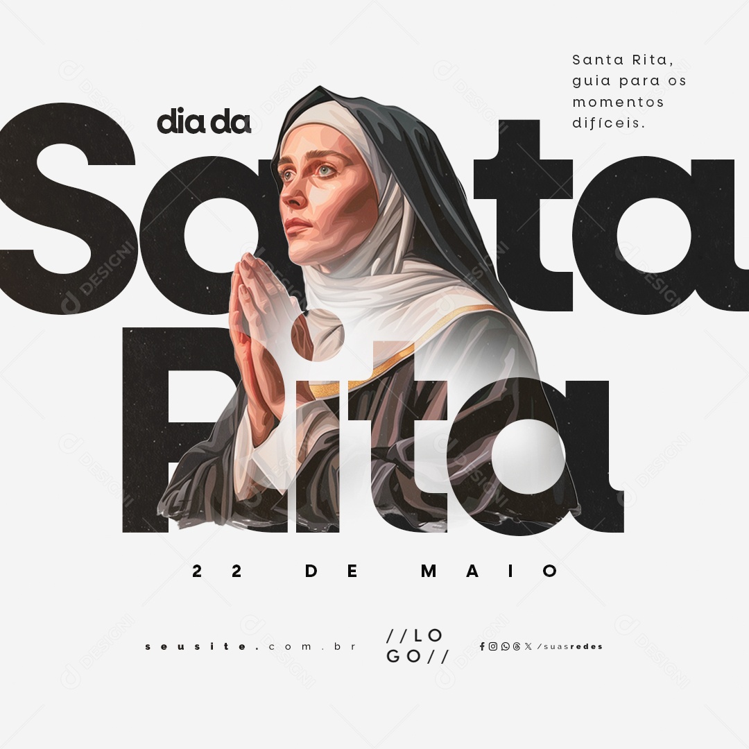 Dia da Santa Rita 22 de Maio Guia para Os Momentos Difíceis Social Media PSD Editável