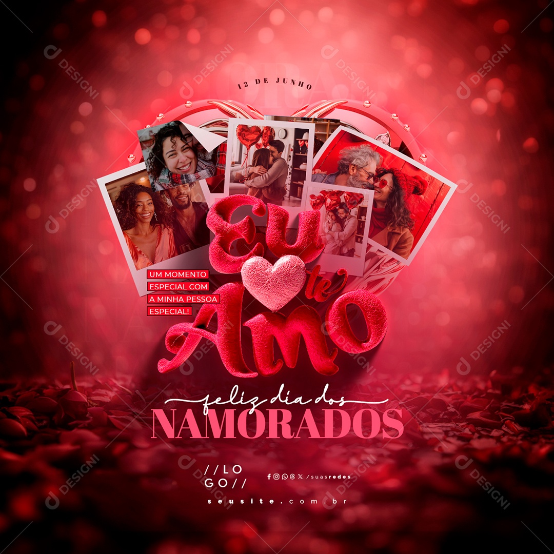Feliz Dia dos Namorados 12 de Junho Social Media PSD Editável