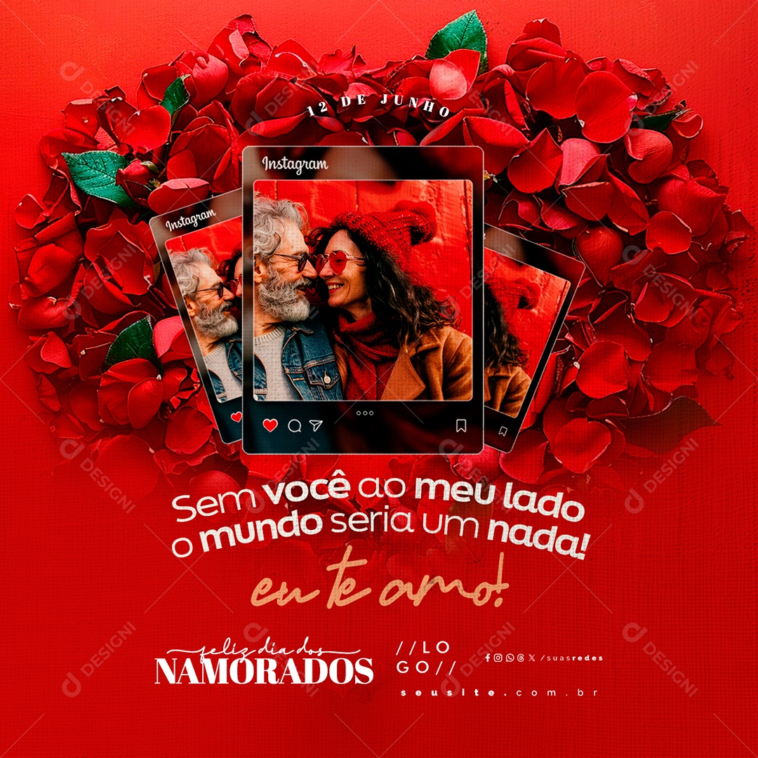 Feliz Dia dos Namorados 12 de Junho Social Media PSD Editável