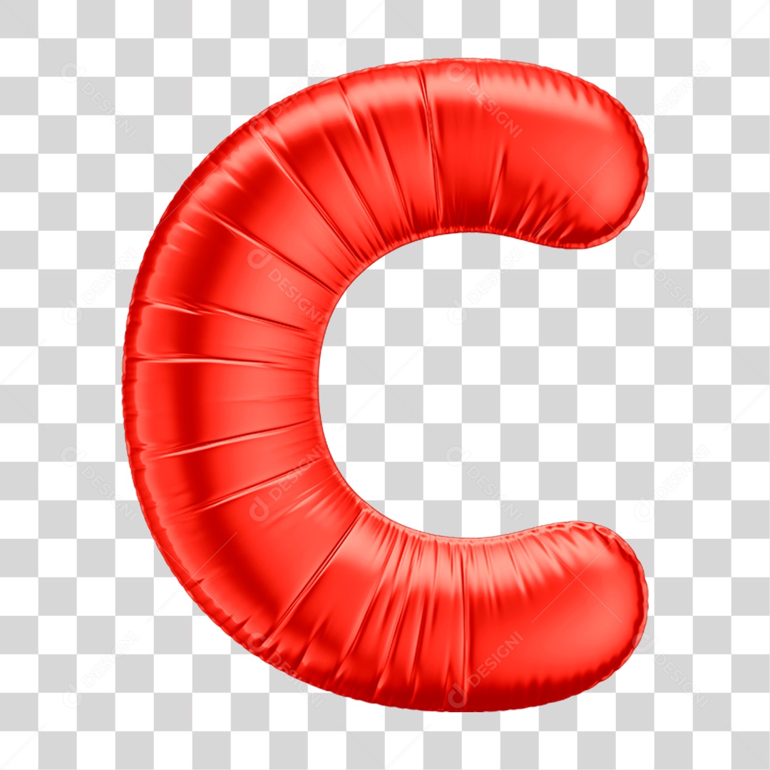 Alfabeto Letra C Em 3D Formato de Balão Vermelho Comemoração Dia dos Namorados