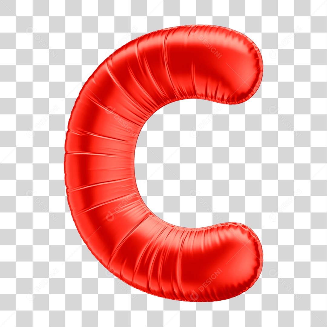 Alfabeto Letra C Em 3D Formato de Balão Vermelho Comemoração Dia dos Namorados