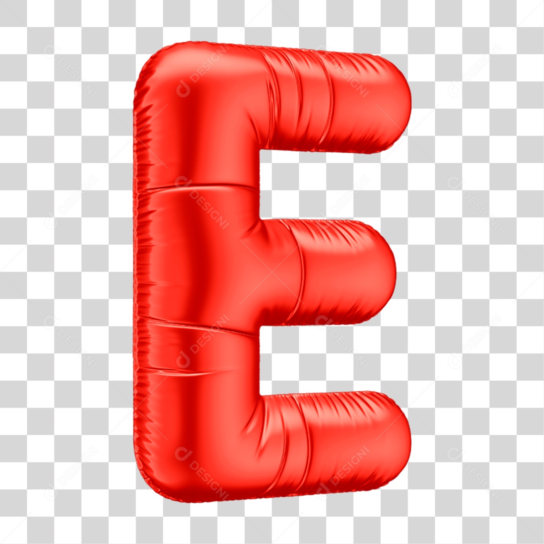 Alfabeto Letra E Em 3D Formato de Balão Vermelho Comemoração Dia dos Namorados