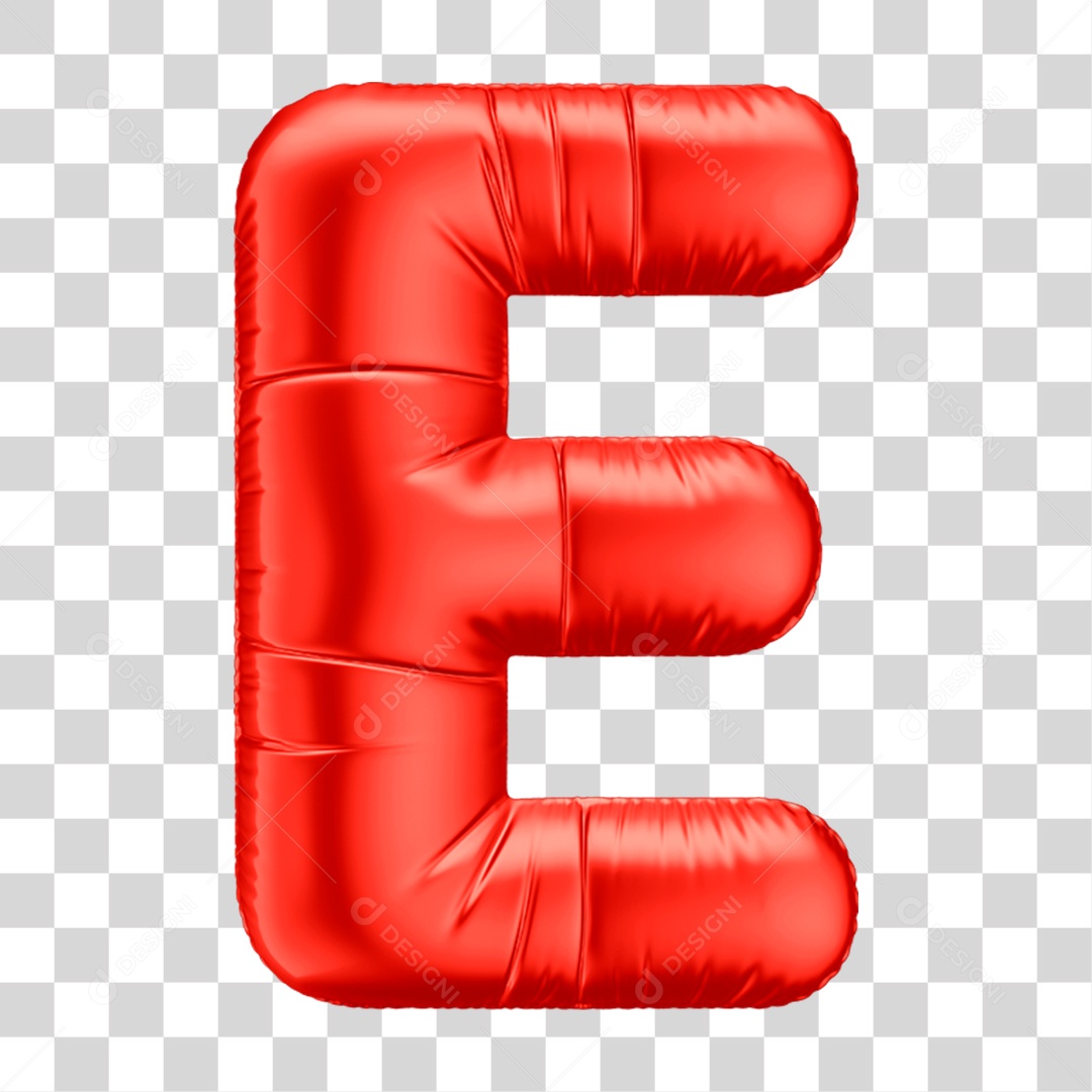 Alfabeto Letra E Em 3D Formato de Balão Vermelho Comemoração Dia dos Namorados