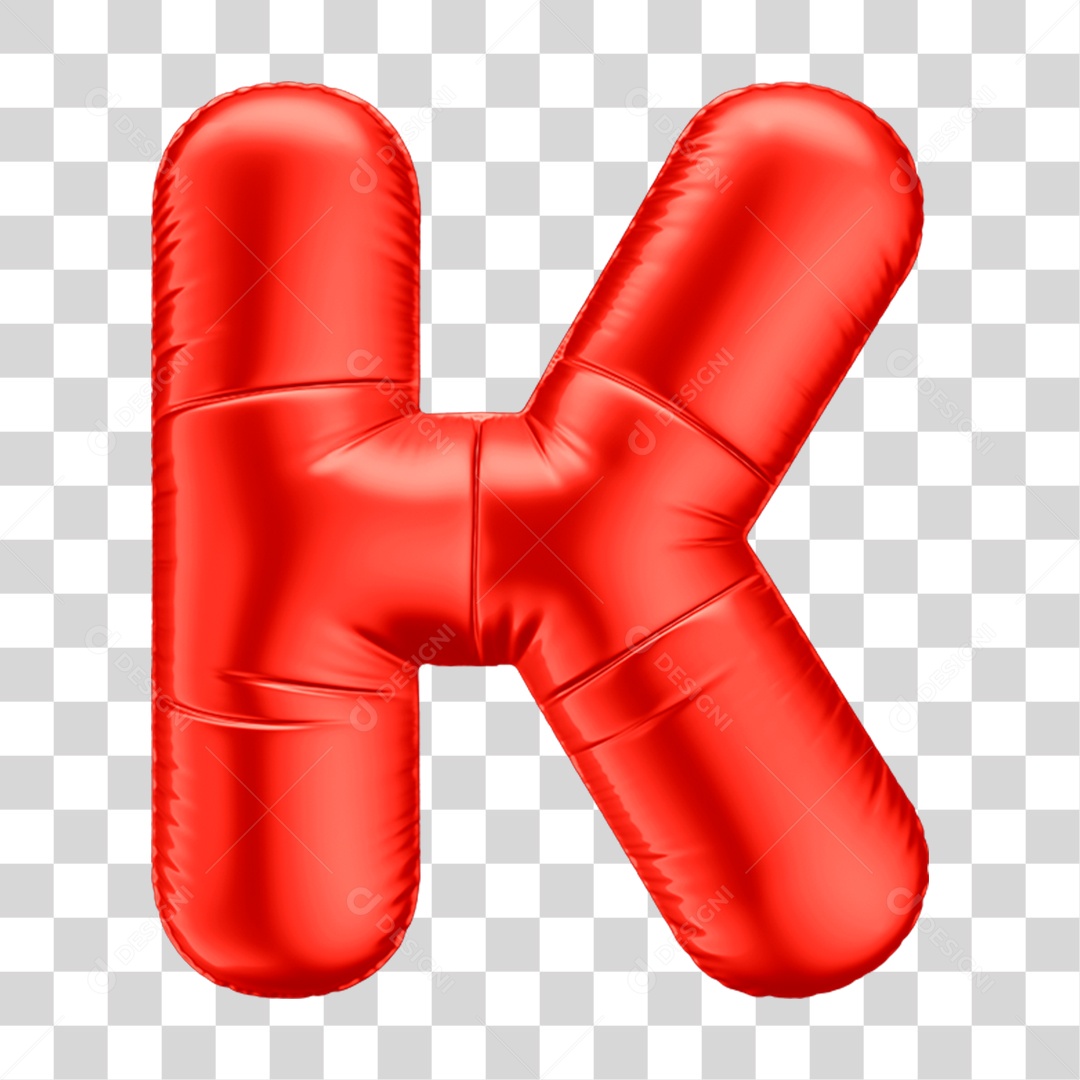 Alfabeto Letra K Em 3D Formato de Balão Vermelho Comemoração Dia dos Namorados