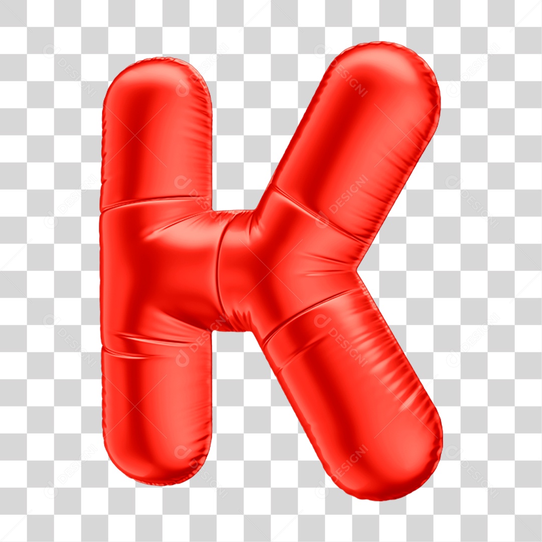 Alfabeto Letra K Em 3D Formato de Balão Vermelho Comemoração Dia dos Namorados