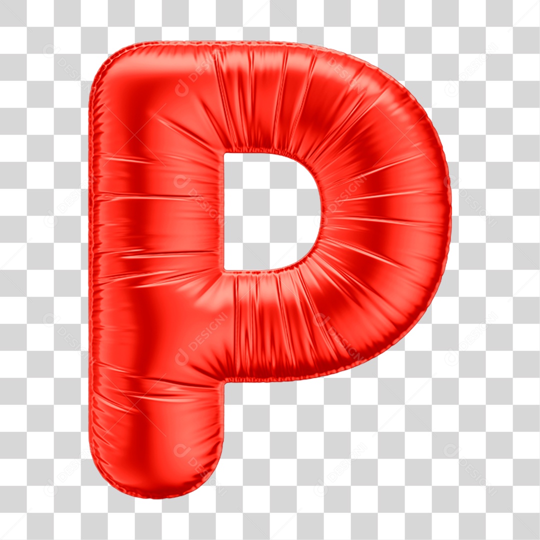 Alfabeto Letra P Em 3D Formato de Balão Vermelho Comemoração Dia dos Namorados