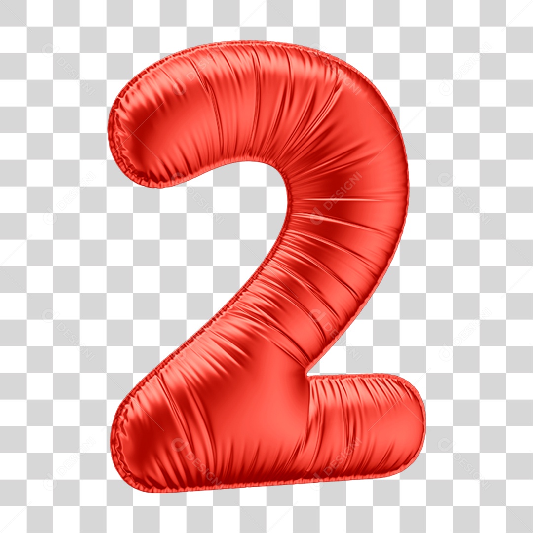 Elemento 3D Número 2 PNG Transparente