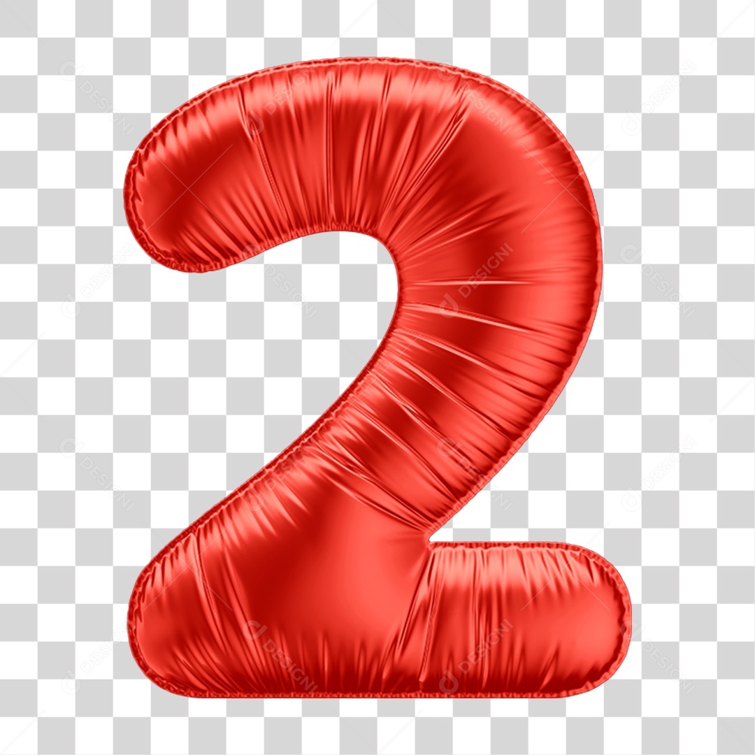 Elemento 3D Número 2 PNG Transparente
