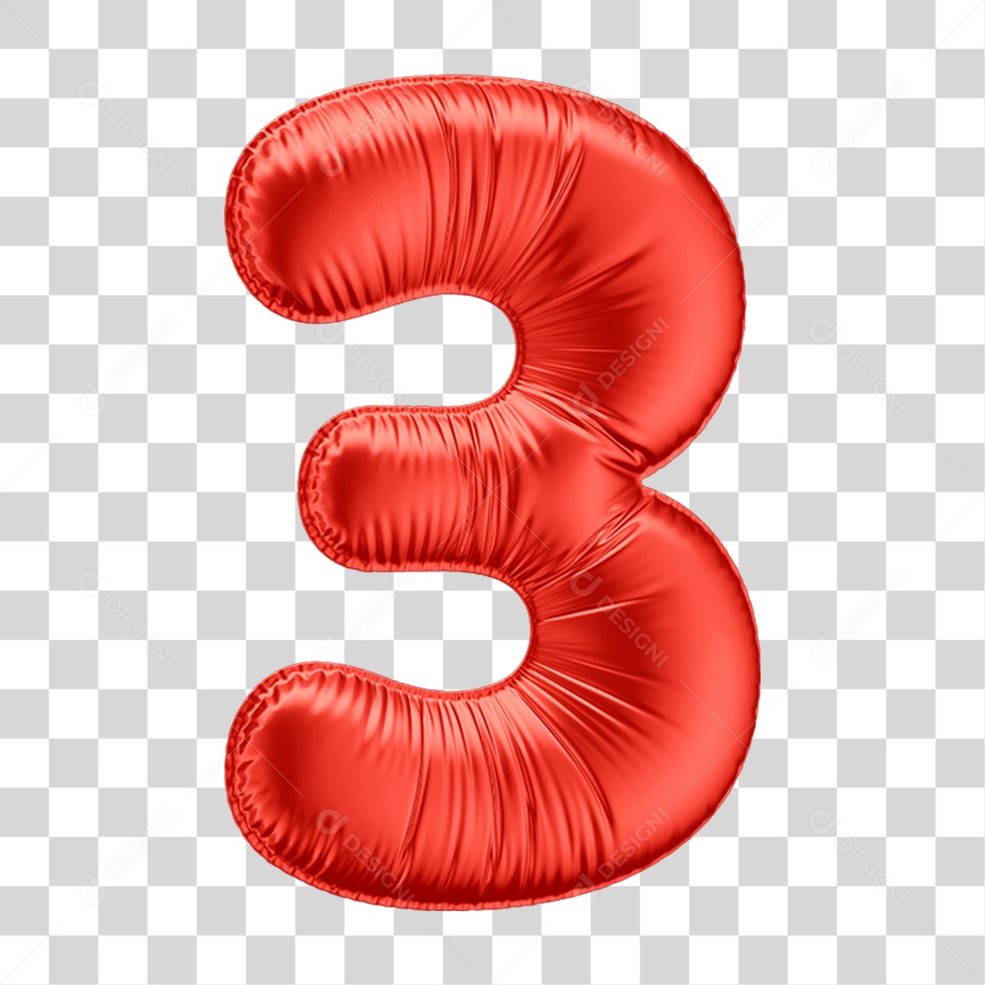 Elemento 3D Número 3 PNG Transparente