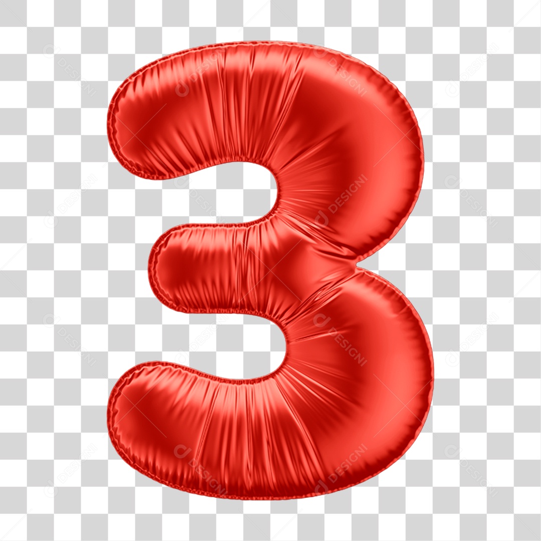Elemento 3D Número 3 PNG Transparente