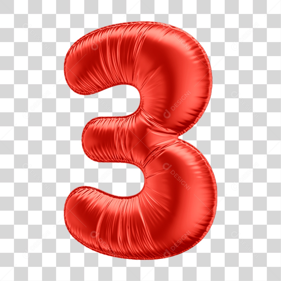 Elemento 3D Número 3 PNG Transparente