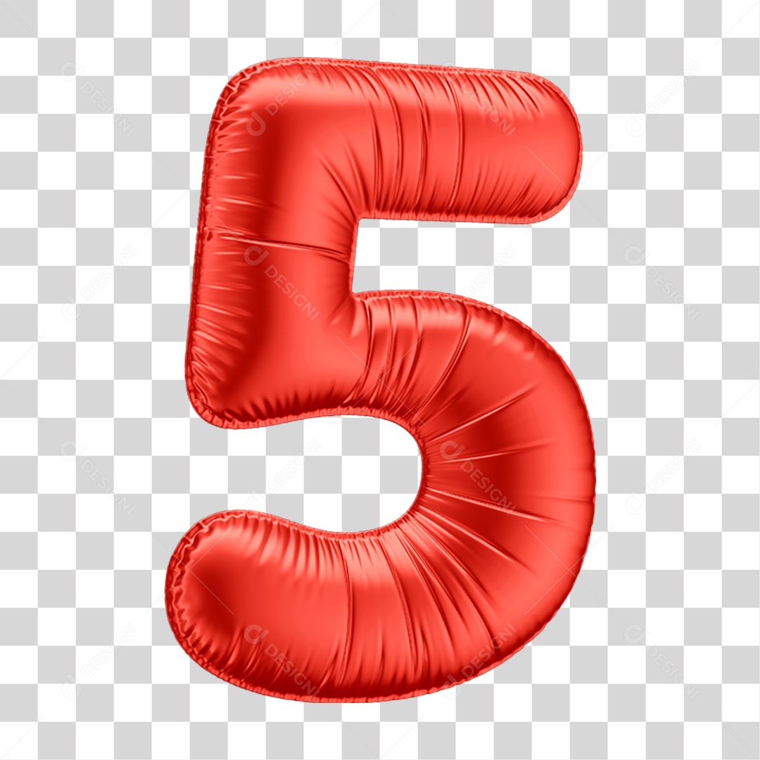 Elemento 3D Número 5 PNG Transparente