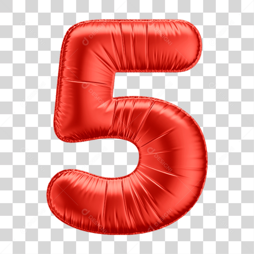 Elemento 3D Número 5 PNG Transparente