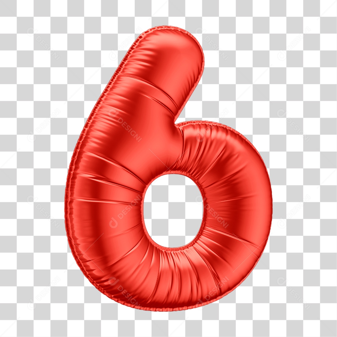 Elemento 3D Número 6 PNG Transparente
