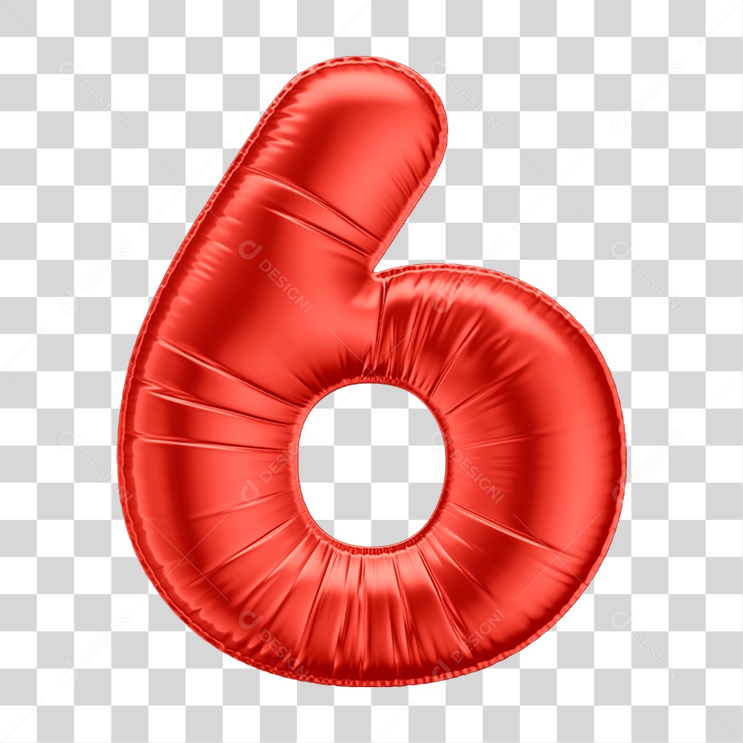 Elemento 3D Número 6 PNG Transparente