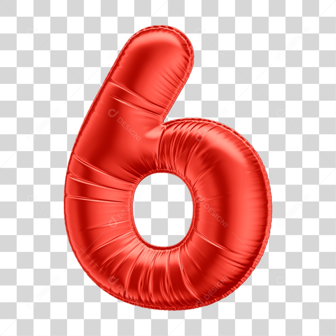 Elemento 3D Número 6 PNG Transparente