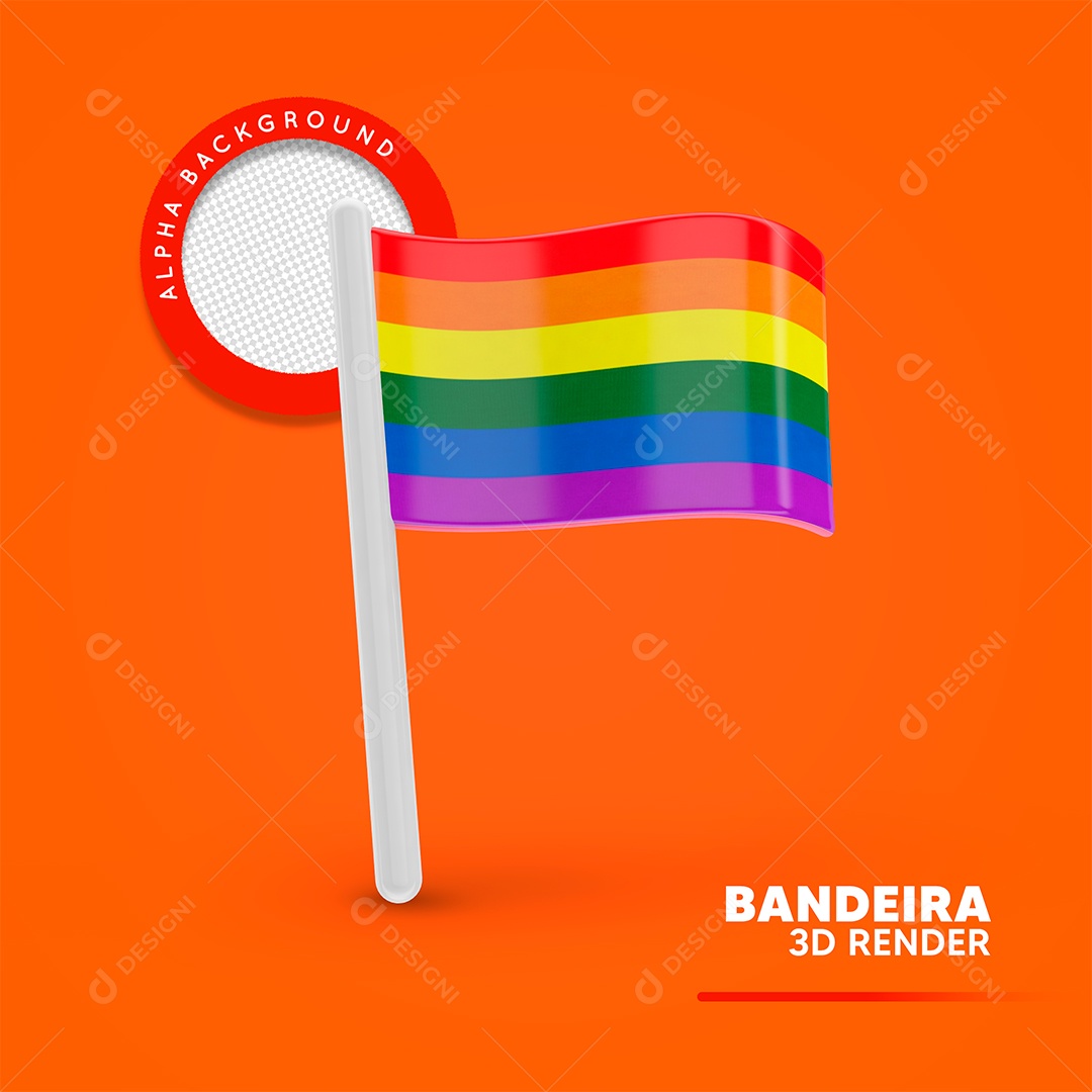Elemento 3D Bandeira Com Cores LGBT PSD