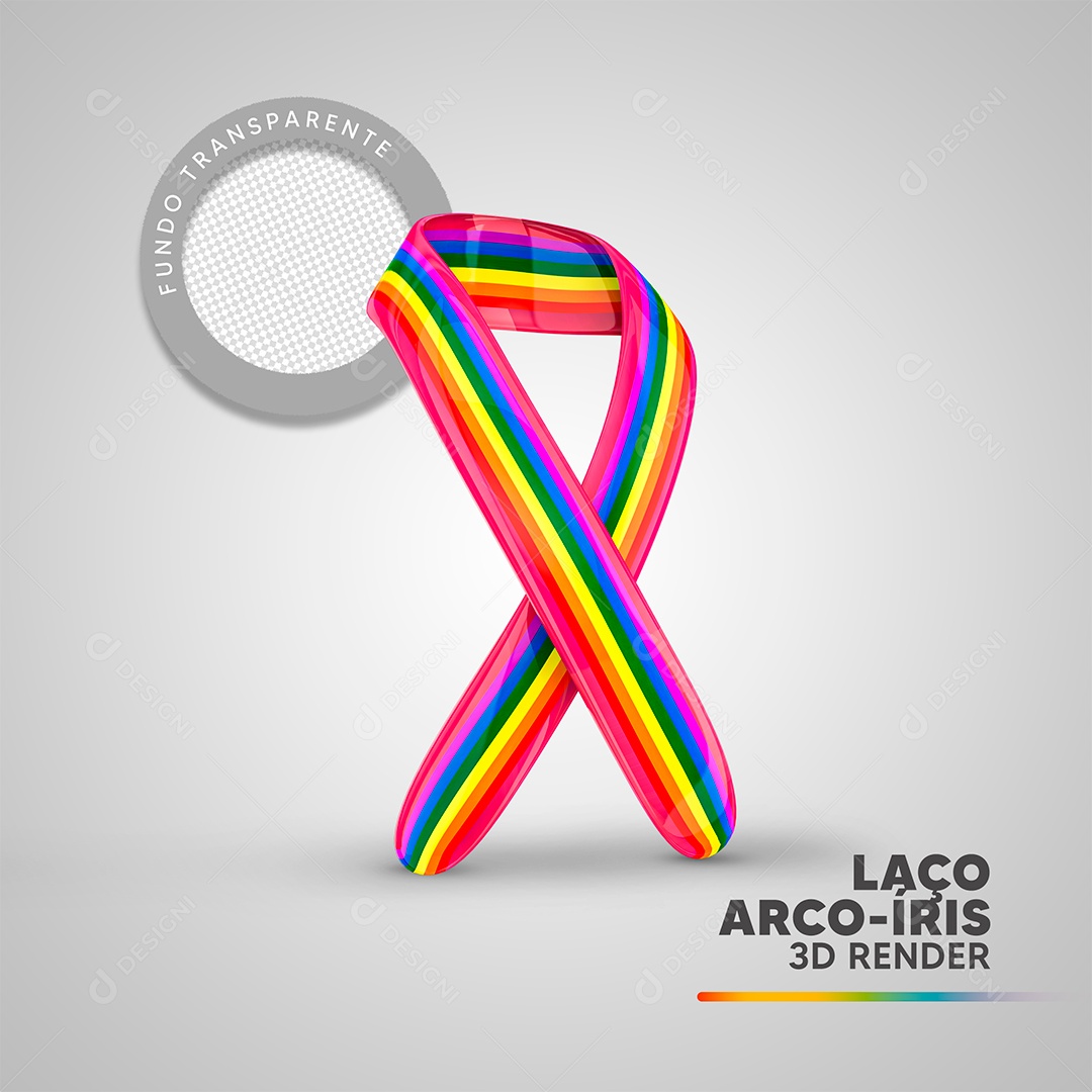 Elemento 3D Laço Arco-Íris LGBT PSD