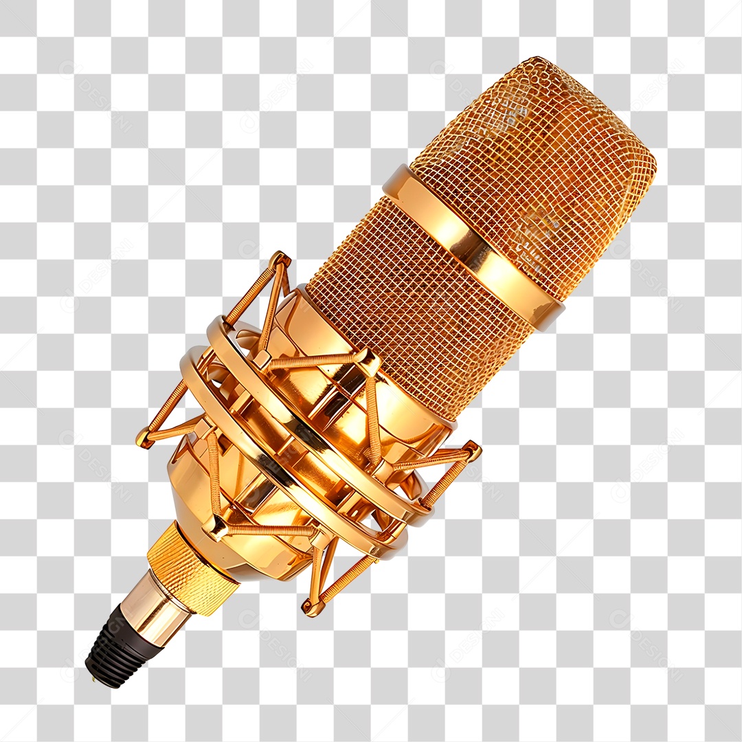 Microfone Dourado PNG Transparente