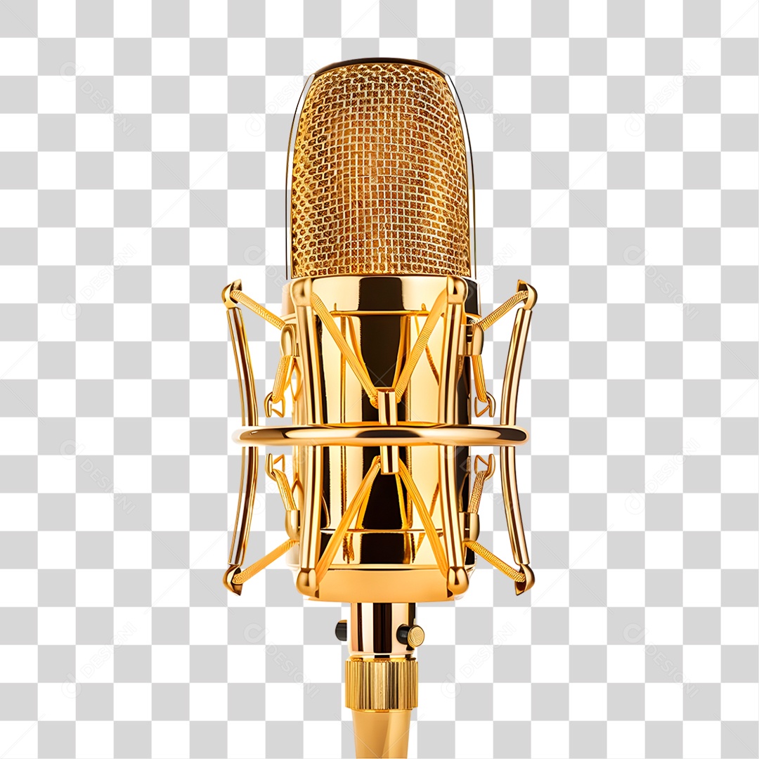 Microfone Dourado PNG Transparente