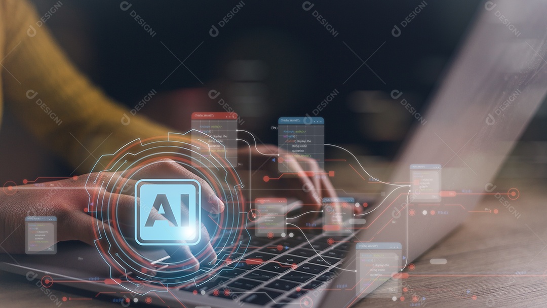 Conceito de inteligência artificial empresário usando computação