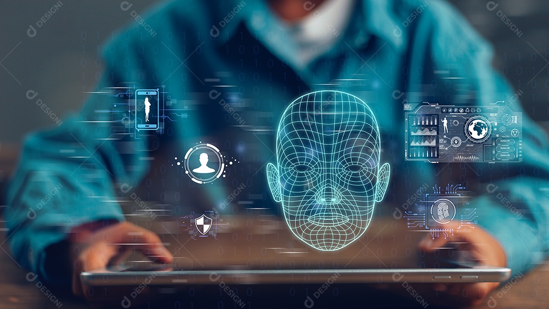 Tecnologia avançada movimentos faciais troca de rosto ou personificação