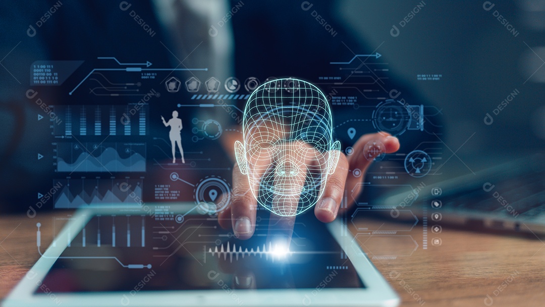 Tecnologia avançada movimentos faciais troca de rosto ou personificação