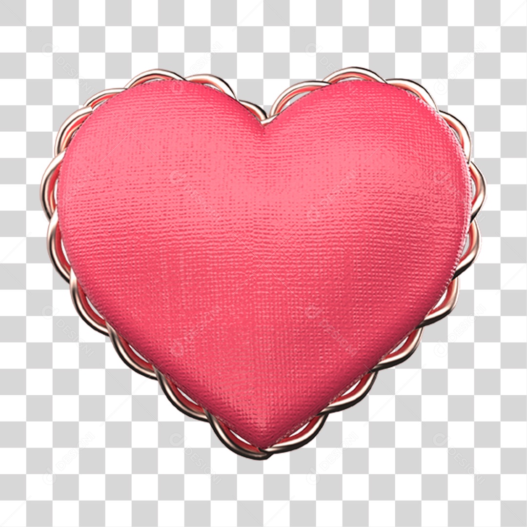 Elemento 3D Coração de Pano Almofada PNG Transparente