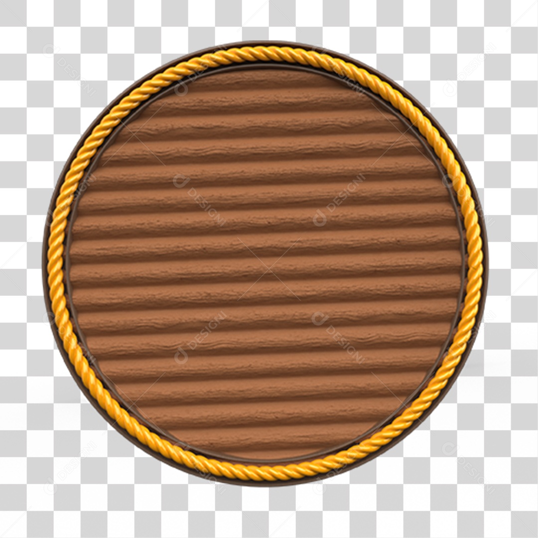 Elemento 3D Placa de Madeira Redonda PNG Transparente