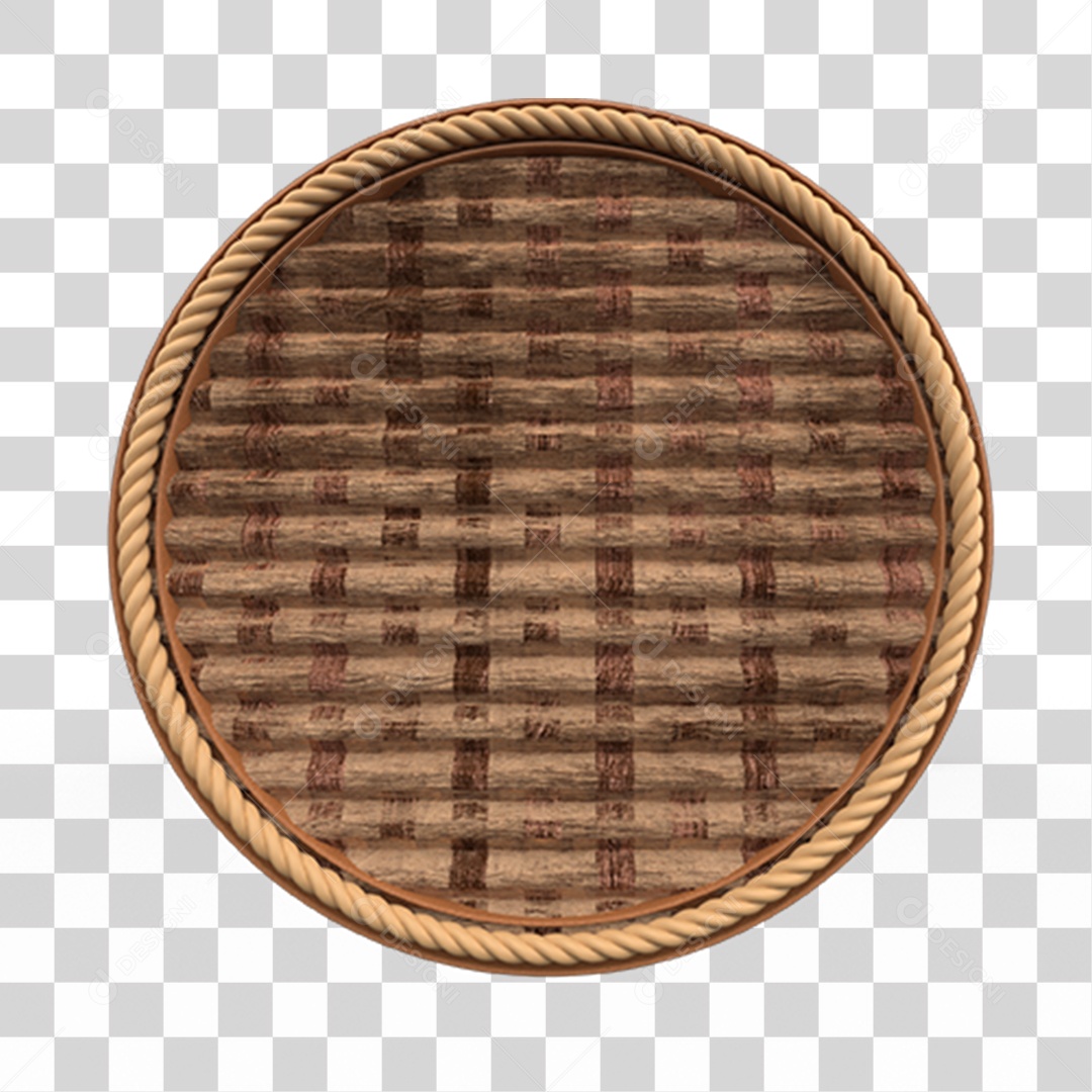 Elemento 3D Placa de Madeira Redonda PNG Transparente