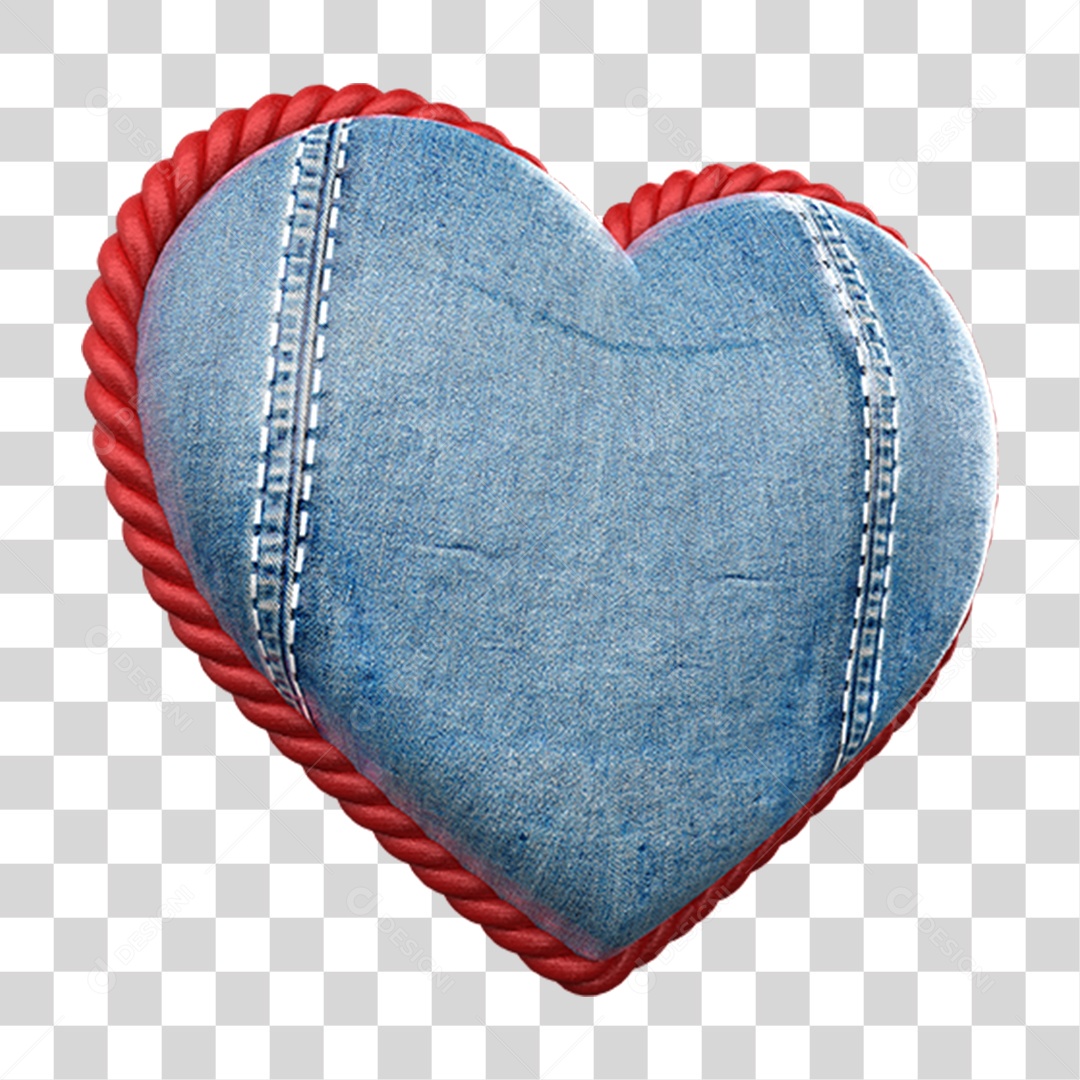 Elemento 3D Coração de Pano Almofada PNG Transparente