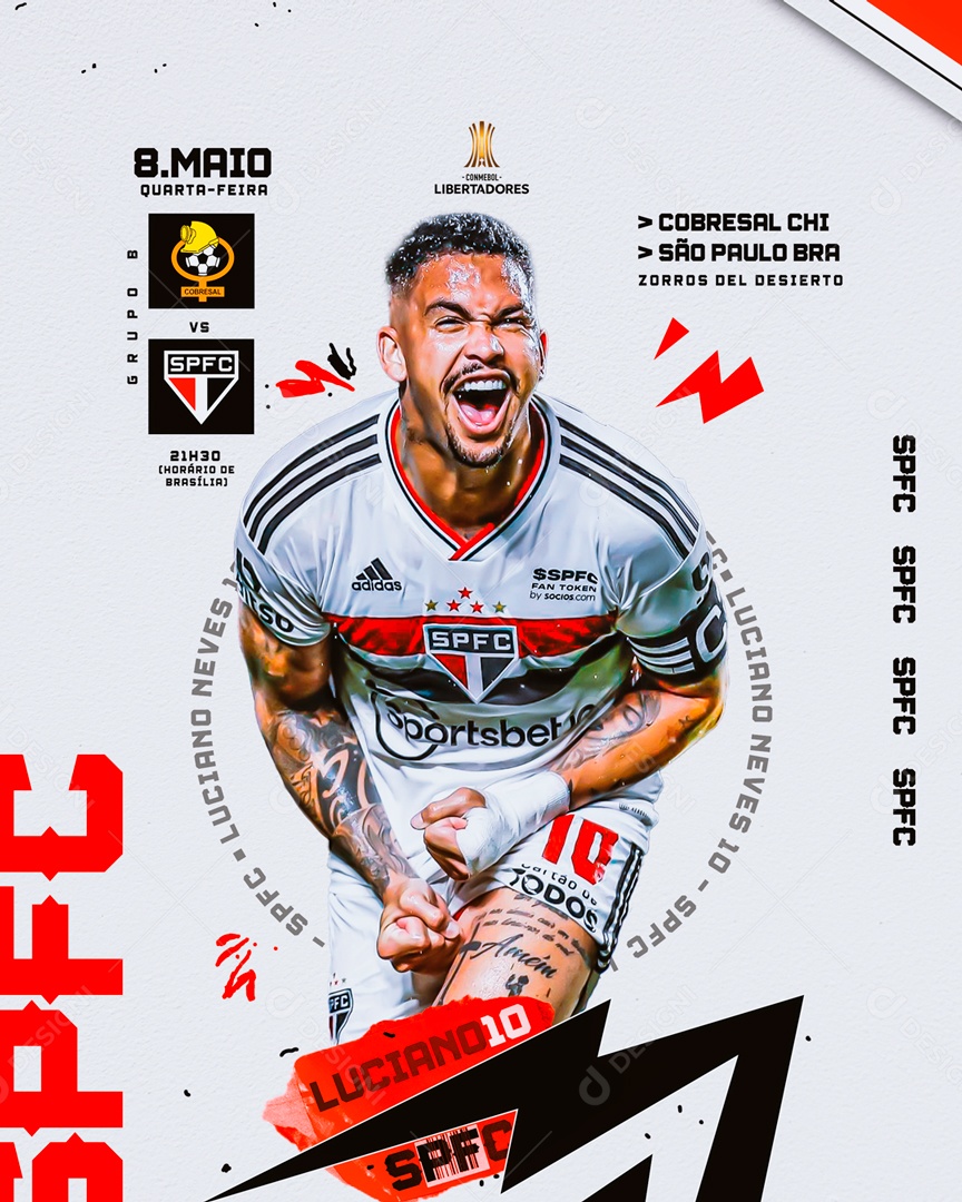 Futebol Cobresal X  São Paulo Social Media PSD Editável
