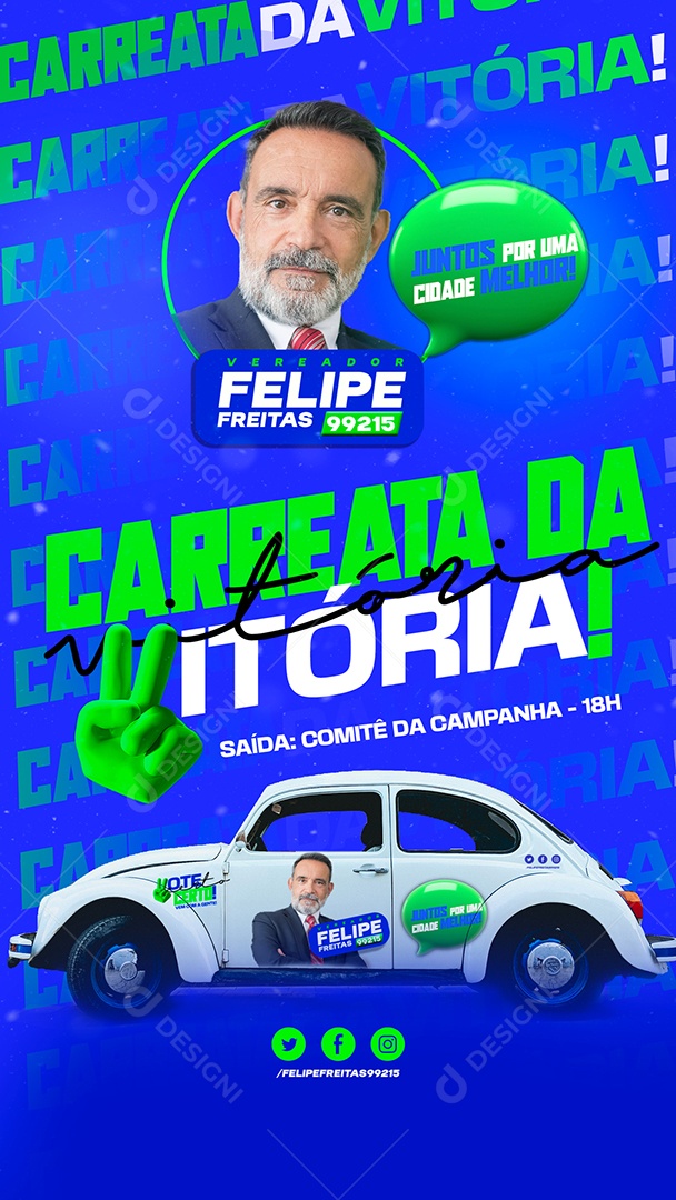 Story Política Carreata da Vitória Social Media PSD Editável