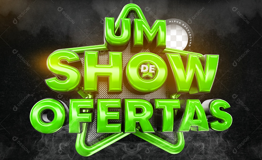 Um Show de Ofertas Selo 3D Verde para Composição PSD