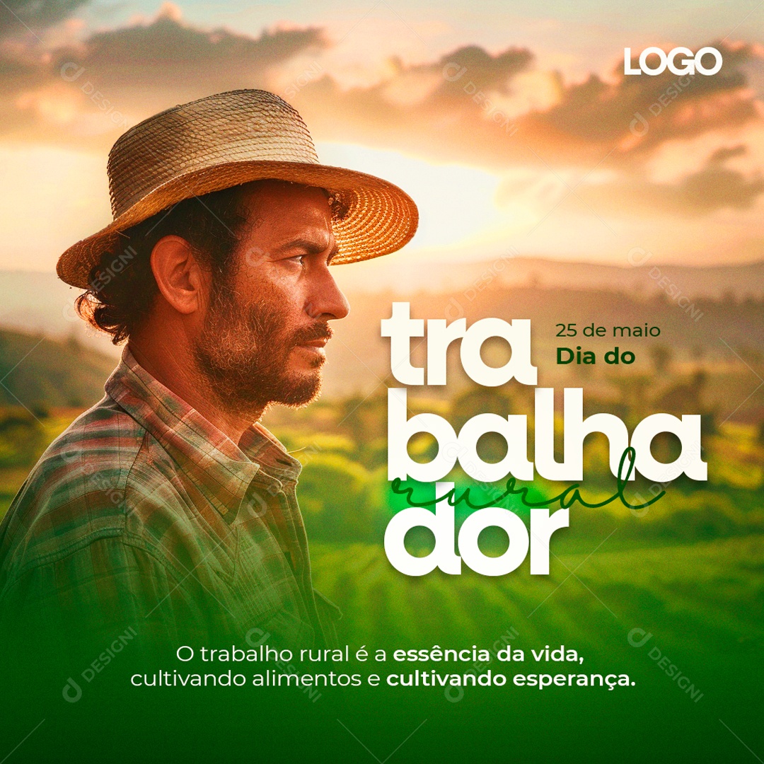 Dia do Trabalhador Rural 25 de Maio é a Essência da Vida Social Media PSD Editável