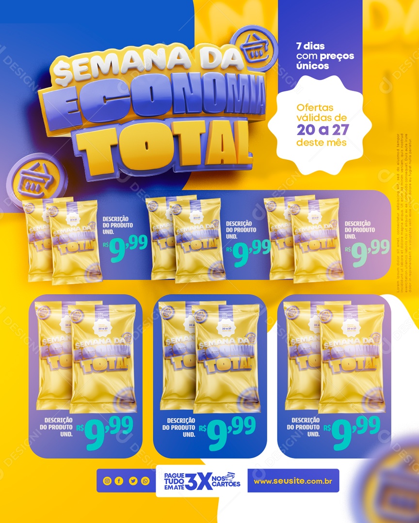 Semana da Economia Total Ofertas Válidas de 20 a 27 Deste Mês Social Media PSD Editável