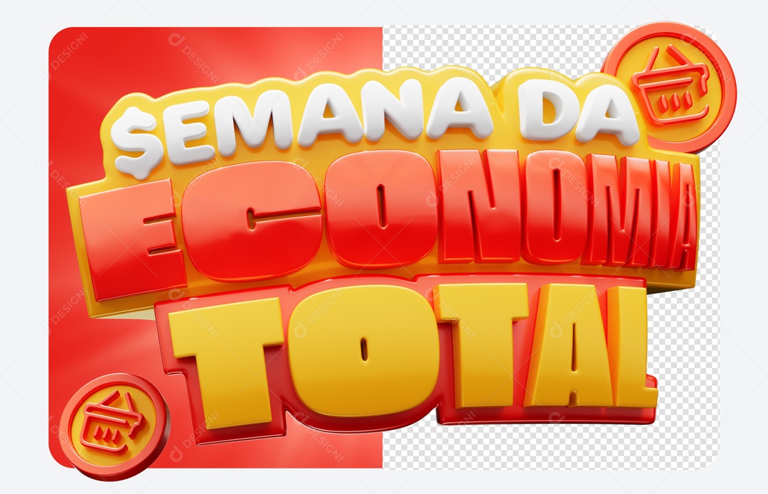 Semana da Enconomia Total Selo 3D para Composição PSD