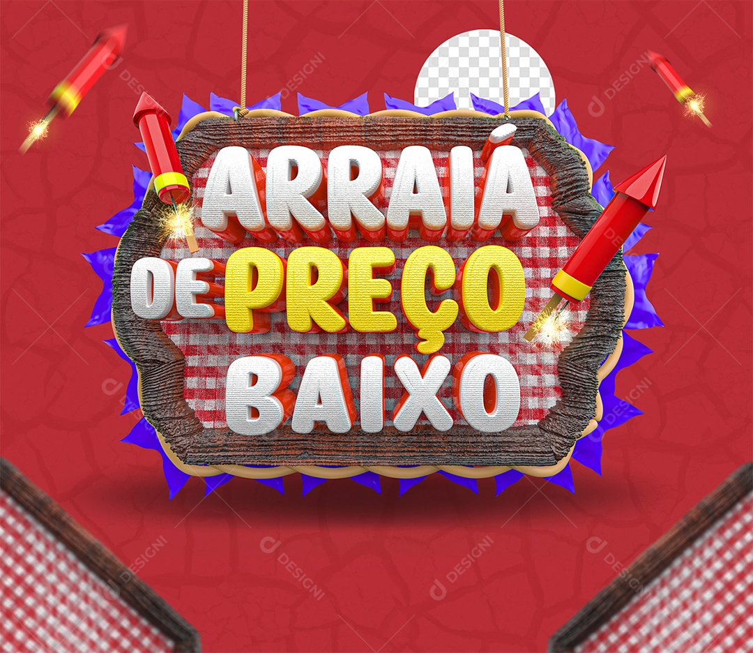 Selo 3D Arraia de Preço Baixo Colorido para Composição PSD