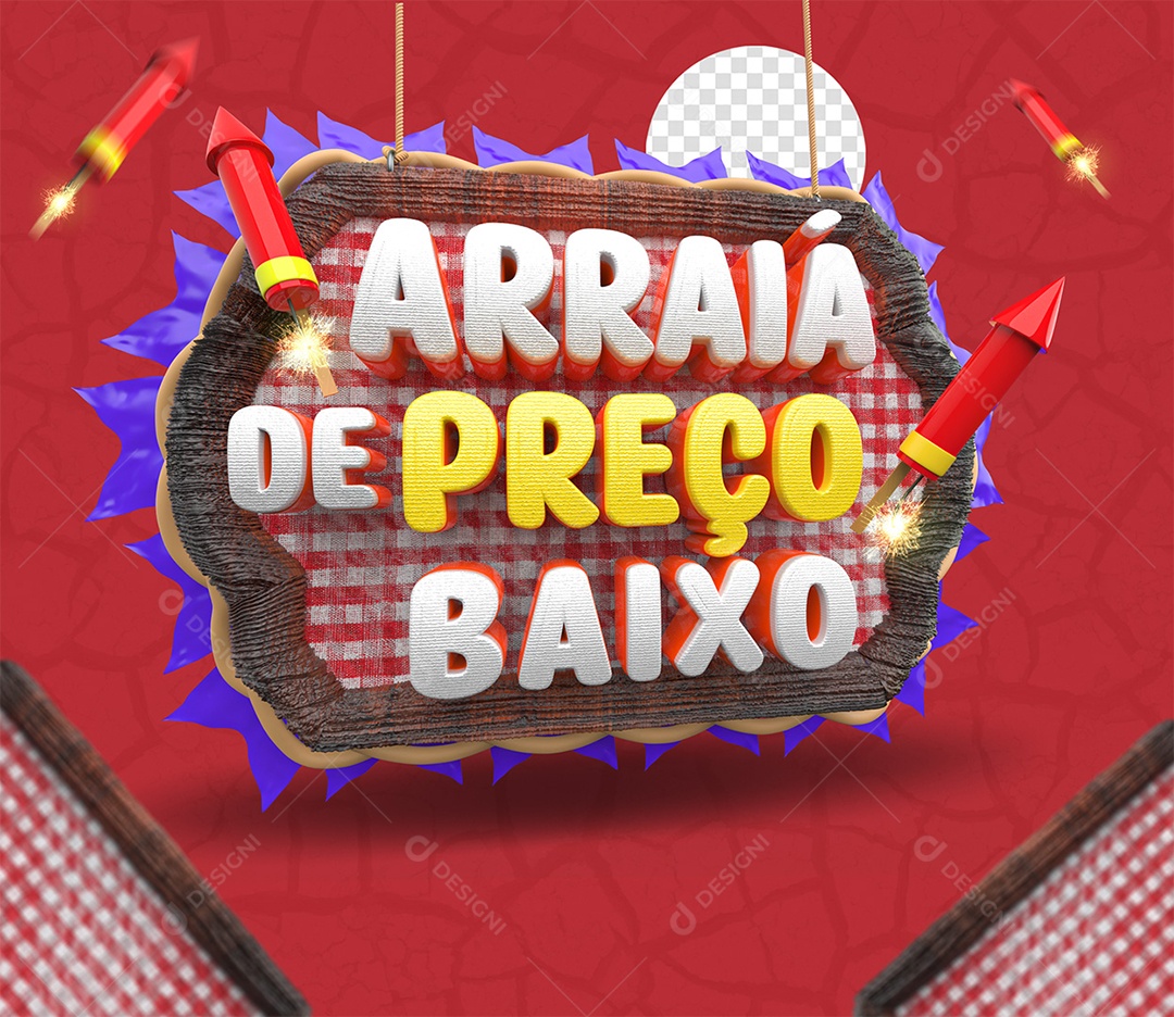 Arraia de Preço Baixo Selo 3D Colorido para Composição PSD