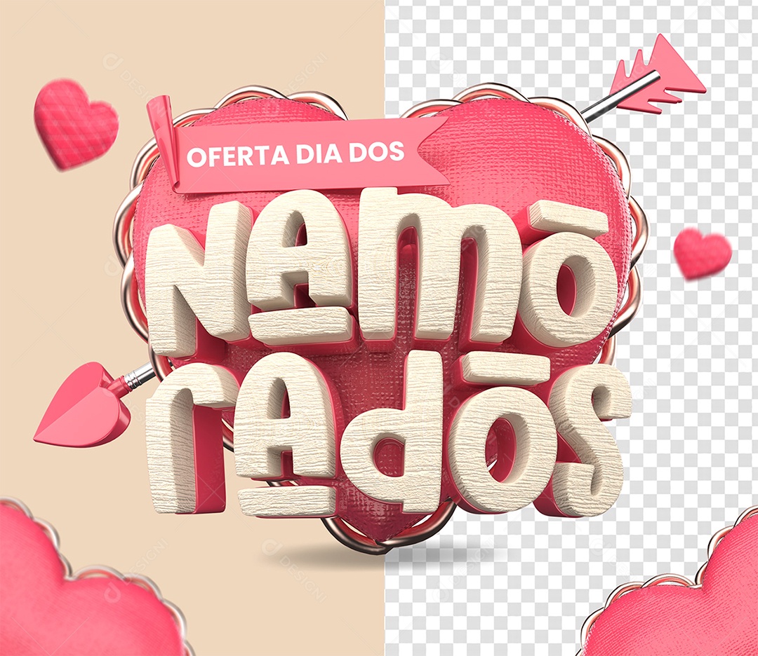 Oferta Dia dos Namorados Selo 3D para Composição PSD