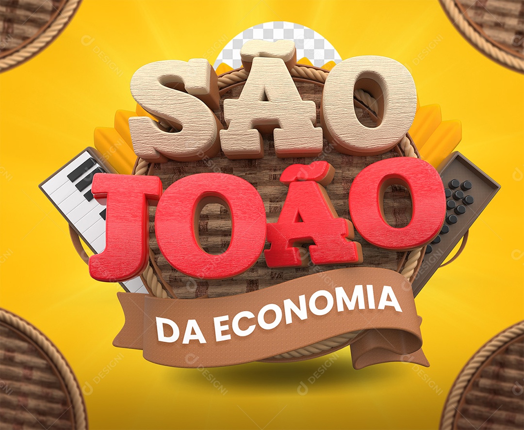 São João da Economia Selo 3D para Composição PSD