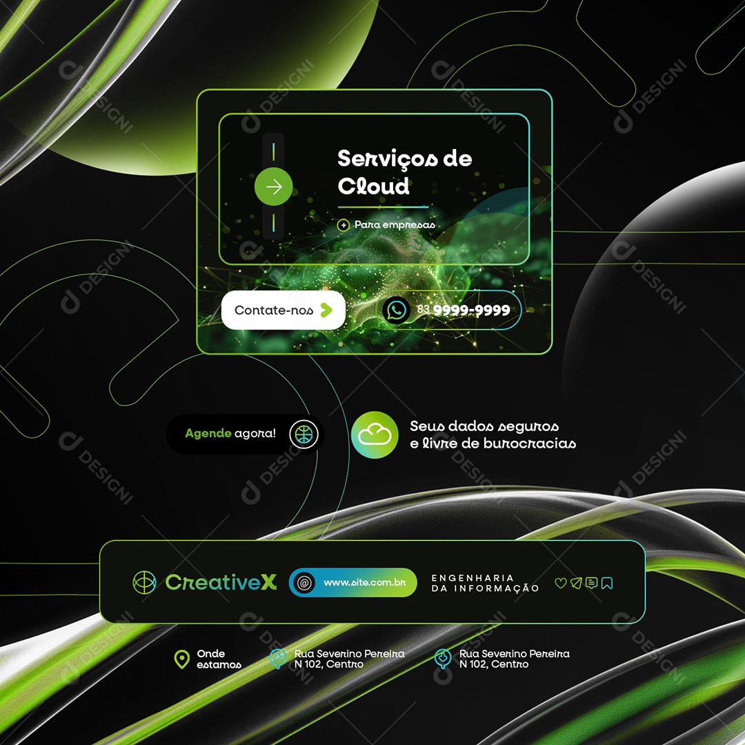 Engenharia da Informação Serviços de Cloud Social Media PSD Editável