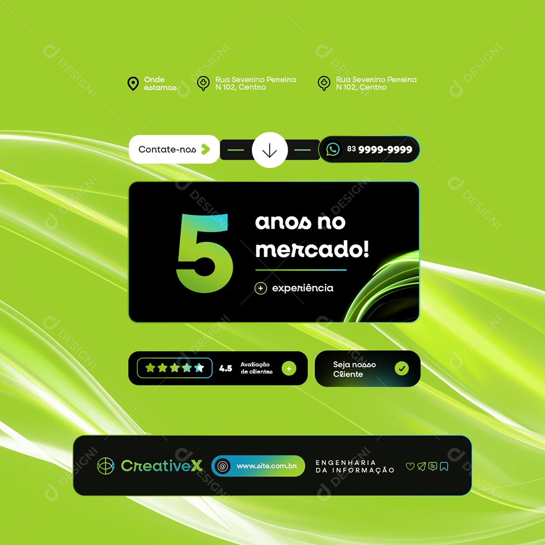 Information Engineering 5 Years in the Social Media Market Editable PSD